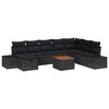 vidaXL Garden Sofa Set with Cushion 9 pcs Black Poly rattan