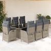 vidaXL 9 Piece Garden Dining Set with Cushions Grey Poly Rattan