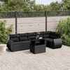 vidaXL 7 Piece Garden Sofa Set with Cushions Black Poly Rattan