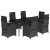 vidaXL 7 Piece Garden Dining Set with Cushions Black Poly Rattan