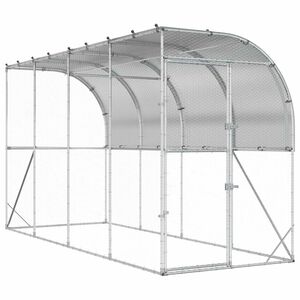 vidaXL Against Wall Chicken Coop Silver 400 x 100 x 215 cm