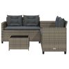 vidaXL Garden Sofa with Table and Cushions L-Shaped Grey Poly Rattan