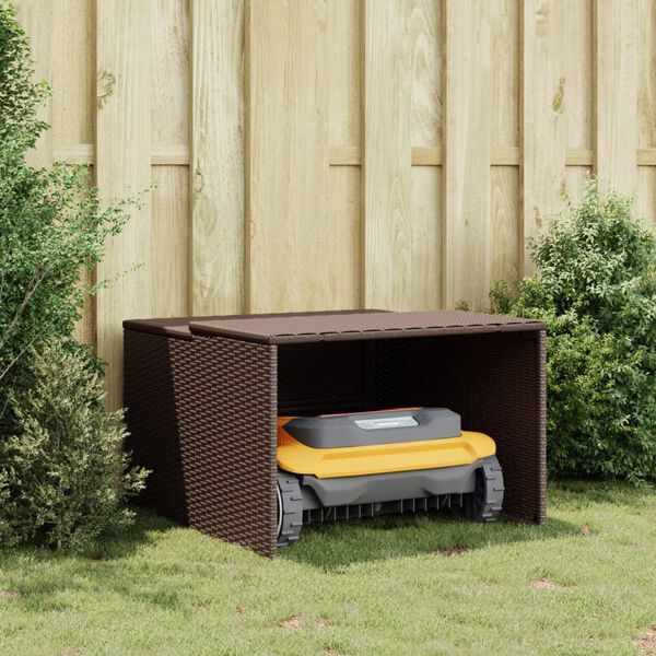 vidaXL Robot Mower Garage Brown 86x90x52/57 cm Poly Rattan