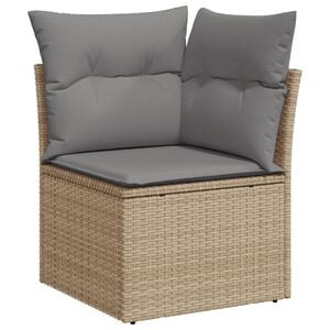 vidaXL Garden Sofa Corner with Cushions Beige Poly Rattan