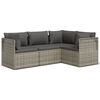 vidaXL 4 Piece Garden Lounge Set with Cushions Grey Poly Rattan