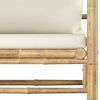 vidaXL 7 Piece Garden Lounge Set with Cream White Cushions Bamboo
