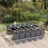 vidaXL 13 Piece Garden Dining Set with Cushions Poly Rattan Grey