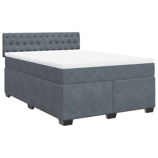 vidaXL Box Spring Bed with Mattress Dark Grey Double Velvet