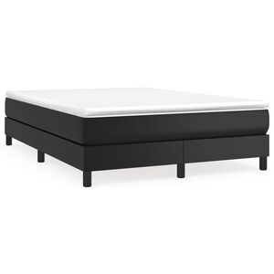 vidaXL Box Spring Bed with Mattress Black 153x203 cm Queen Size Faux Leather