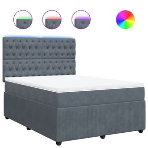 vidaXL Box Spring Bed with Mattress Dark Grey Queen Velvet