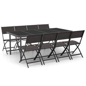 vidaXL 9 Piece Outdoor Dining Set Steel
