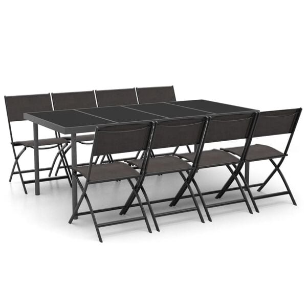 vidaXL 9 Piece Outdoor Dining Set Steel