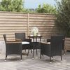 vidaXL 5 Piece Garden Bistro Set with Cushions Black Poly Rattan