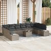 vidaXL Garden Sofa Set with Cushion 11 pcs Grey Poly Rattan