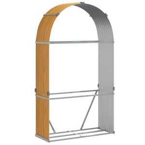 vidaXL Log Holder Wood Look 120x45x210 cm Galvanised Steel