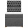 vidaXL Box Spring Bed with Mattress Dark Grey King Single Fabric