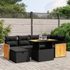 vidaXL 7 Piece Garden Sofa Set with Cushions Black Poly Rattan