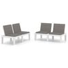 vidaXL Garden Lounge Benches with Cushions 2 pcs Plastic White