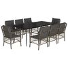 vidaXL 9 Piece Garden Dining Set with Cushions Grey Poly Rattan