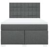 vidaXL Box Spring Bed with Mattress Dark Grey Queen Fabric