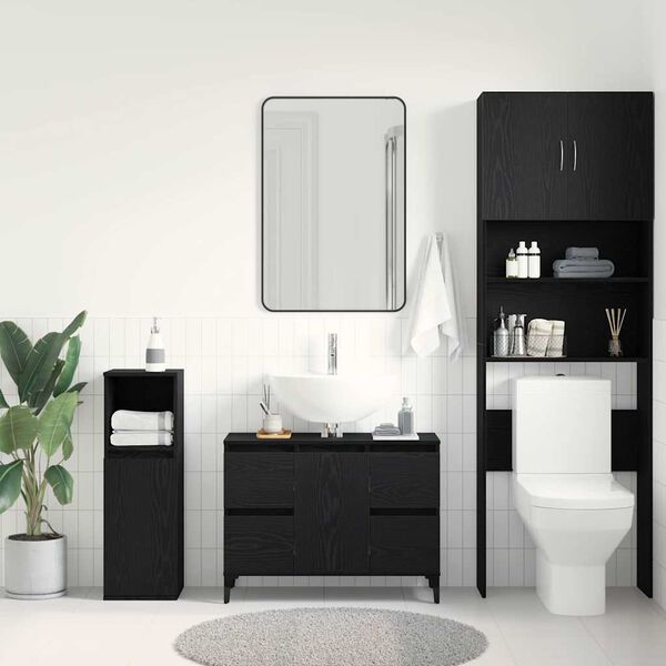 vidaXL Bathroom Sink Cabinet Black Oak 80 x 33 x 60 cm Engineered Wood