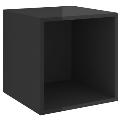 vidaXL Wall Cabinets 2 pcs High Gloss Black 37x37x37 cm Engineered Wood