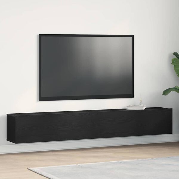 vidaXL TV Cabinet 2 pcs Black 100 x 30 x 30 cm Engineered Wood