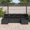 vidaXL Sofa Set with Cushion with Storage 6 pcs Black Poly Rattan