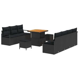 vidaXL Garden Sofa Set 10 pcs 9-Seater Black