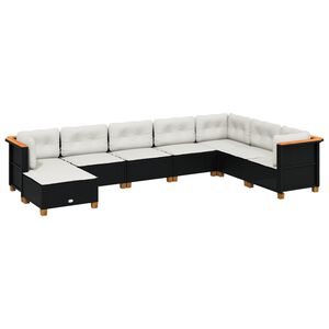vidaXL 8 Piece Garden Sofa Set with Cushions Black Poly Rattan