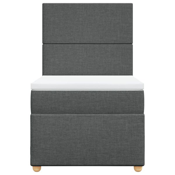 vidaXL Box Spring Bed with Mattress Dark Grey King Single Fabric