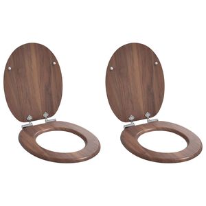 vidaXL Toilet Seats with Soft Close Lids 2 pcs MDF Brown