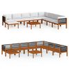 vidaXL 9 Piece Garden Lounge Set with Cushions Cream Wood Acacia&Rope