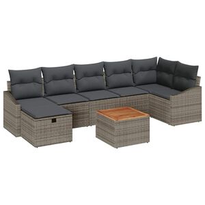 vidaXL Garden Sofa Set with Cushion 8 pcs Grey Poly rattan