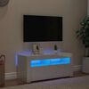 vidaXL TV Cabinet with LED Lights High Gloss White 90x35x40 cm