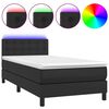 vidaXL Box Spring Bed with Mattress&LED Black King Single Size