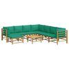 vidaXL 9 Piece Garden Lounge Set with Green Cushions Bamboo