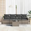 vidaXL Sofa Set with Cushion with Storage 5 pcs Grey Poly Rattan
