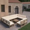 vidaXL 10 Piece Garden Lounge Set&Cushions Honey Brown Solid Pinewood