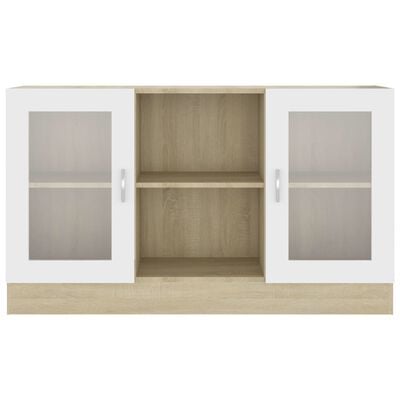 vidaXL Vitrine Cabinet White and Sonoma Oak 120x30.5x70 cm Engineered Wood