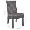 vidaXL Dining Chairs 2 pcs Brown Kubu Rattan and Mahogany Wood