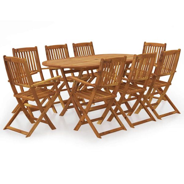 vidaXL 9 Piece Folding Garden Dining Set Solid Acacia Wood