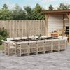 vidaXL 17 Piece Garden Dining Set with Cushions Beige Poly Rattan