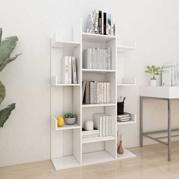 vidaXL Book Cabinet White 86x25.5x140 cm Engineered Wood