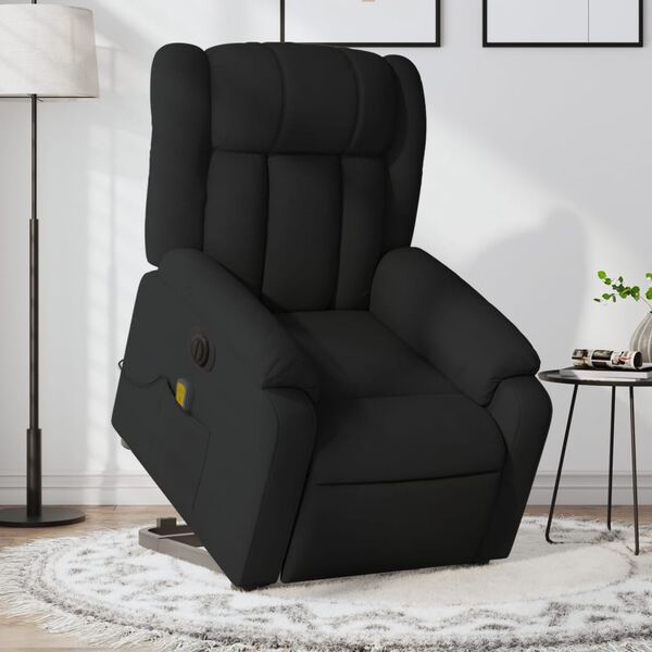 vidaXL Electric Stand up Massage Recliner Chair Black Faux Leather