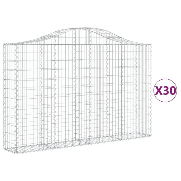 vidaXL Arched Gabion Baskets 30 pcs 200x30x120/140 cm Galvanised Iron