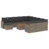 vidaXL 13 Piece Garden Sofa Set with Cushions Grey Poly Rattan