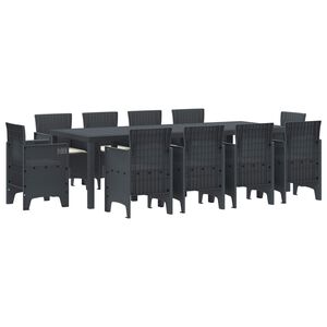 vidaXL Garden Dining Set 11 pcs Anthracite Polypropylene