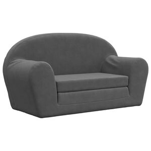 vidaXL Kids' Sofa Bed 2-Seater Anthracite Soft Plush