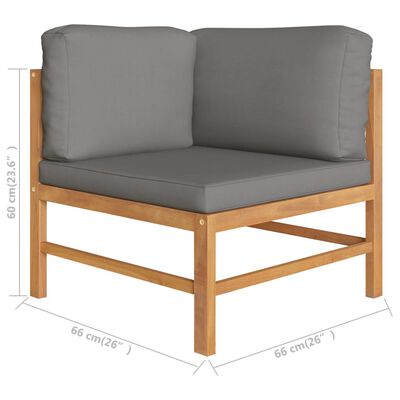 vidaXL 4 Piece Garden Lounge Set with Grey Cushions Solid Teak Wood